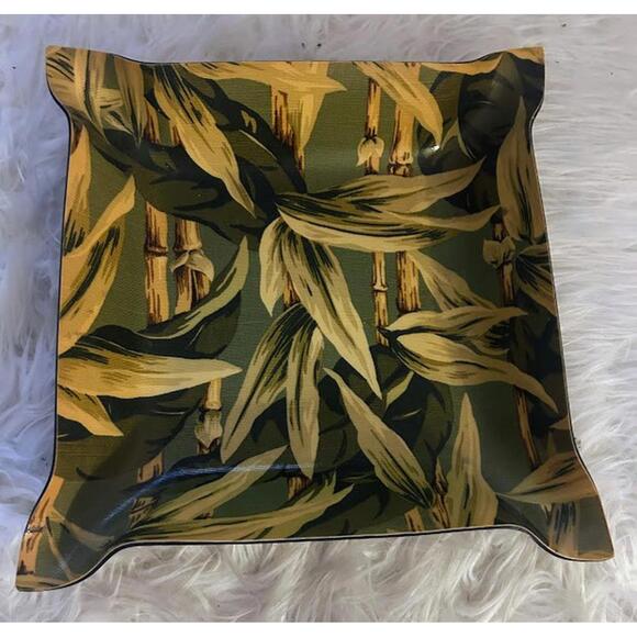 Other - Vintage Tele-Fun NY Fabric Tray - Bamboo Botanical Print- Made in USA - MCM